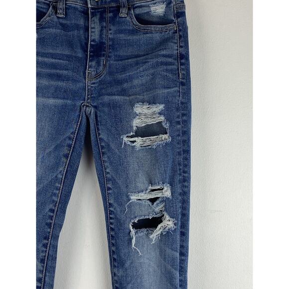 American Eagle Womens Stretch High Rise Distressed Blue Jegging Size 00 (1086) - Picture 2 of 16